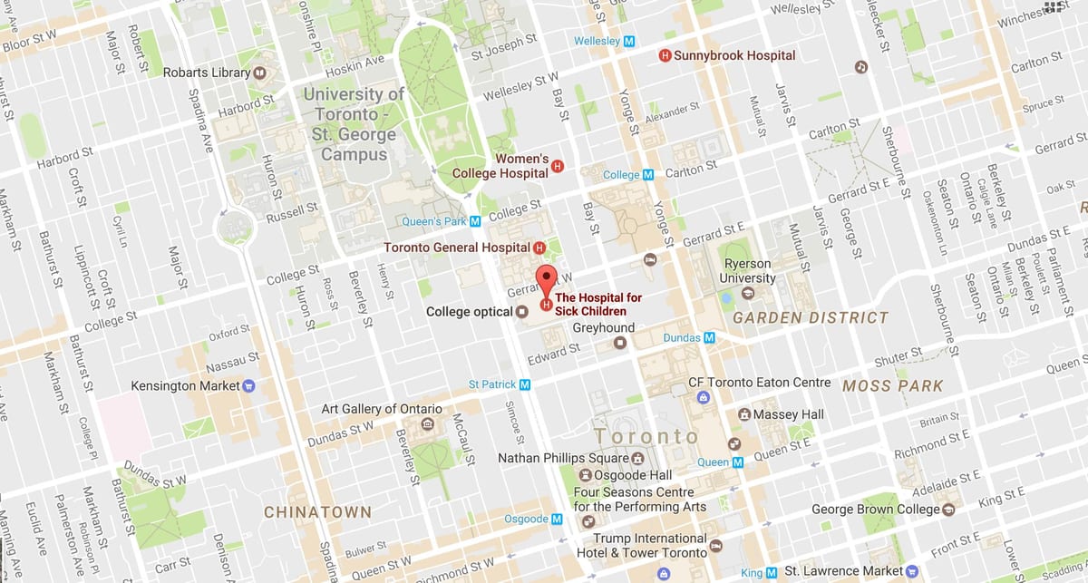 Χάρτης της Sickkids Τορόντο