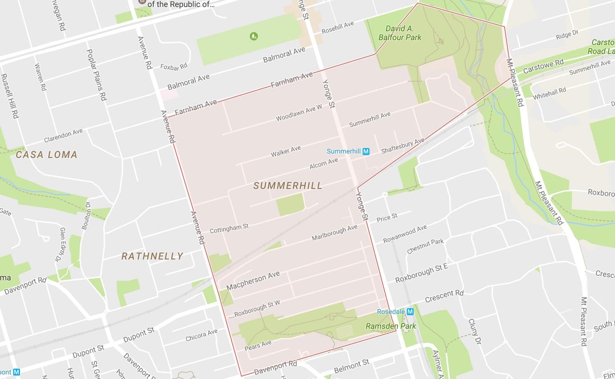 Χάρτης του Summerhill γειτονιά Τορόντο
