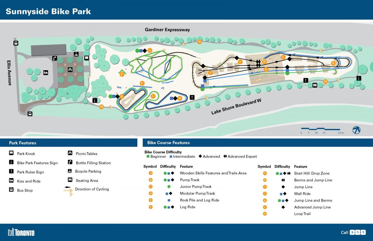 Χάρτης της Sunnyside Bike Park Τορόντο