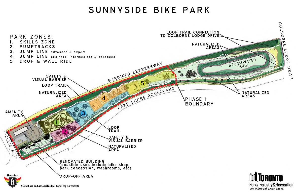 Χάρτης της Sunnyside Bike Park ζώνη Τορόντο