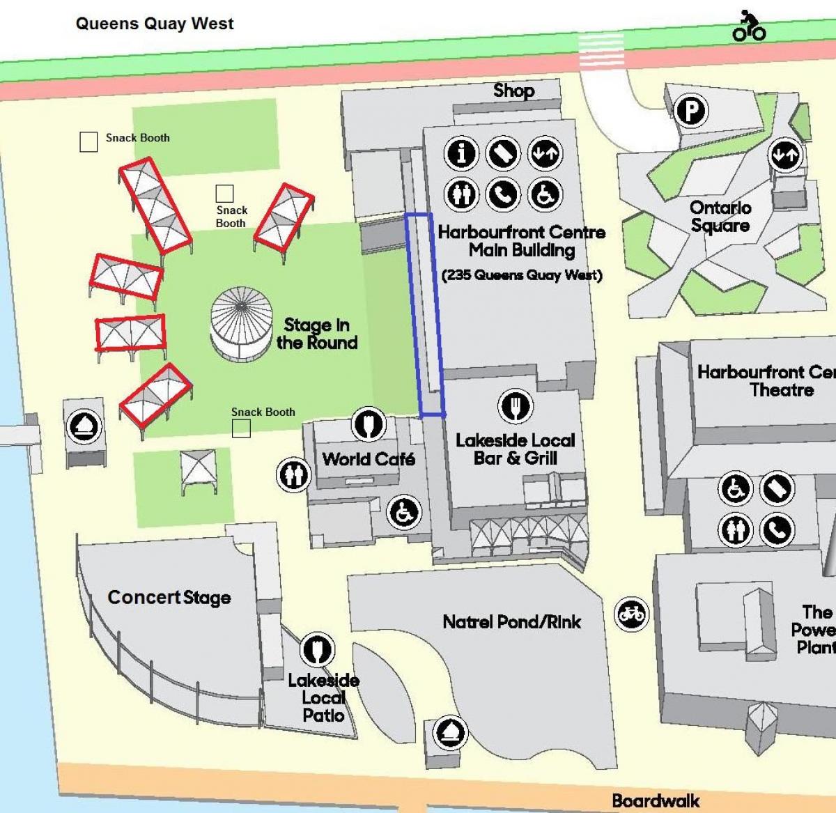 Χάρτης του Τορόντο Κέντρο Harbourfront