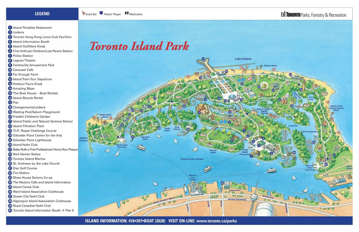 Χάρτης της Toronto island park