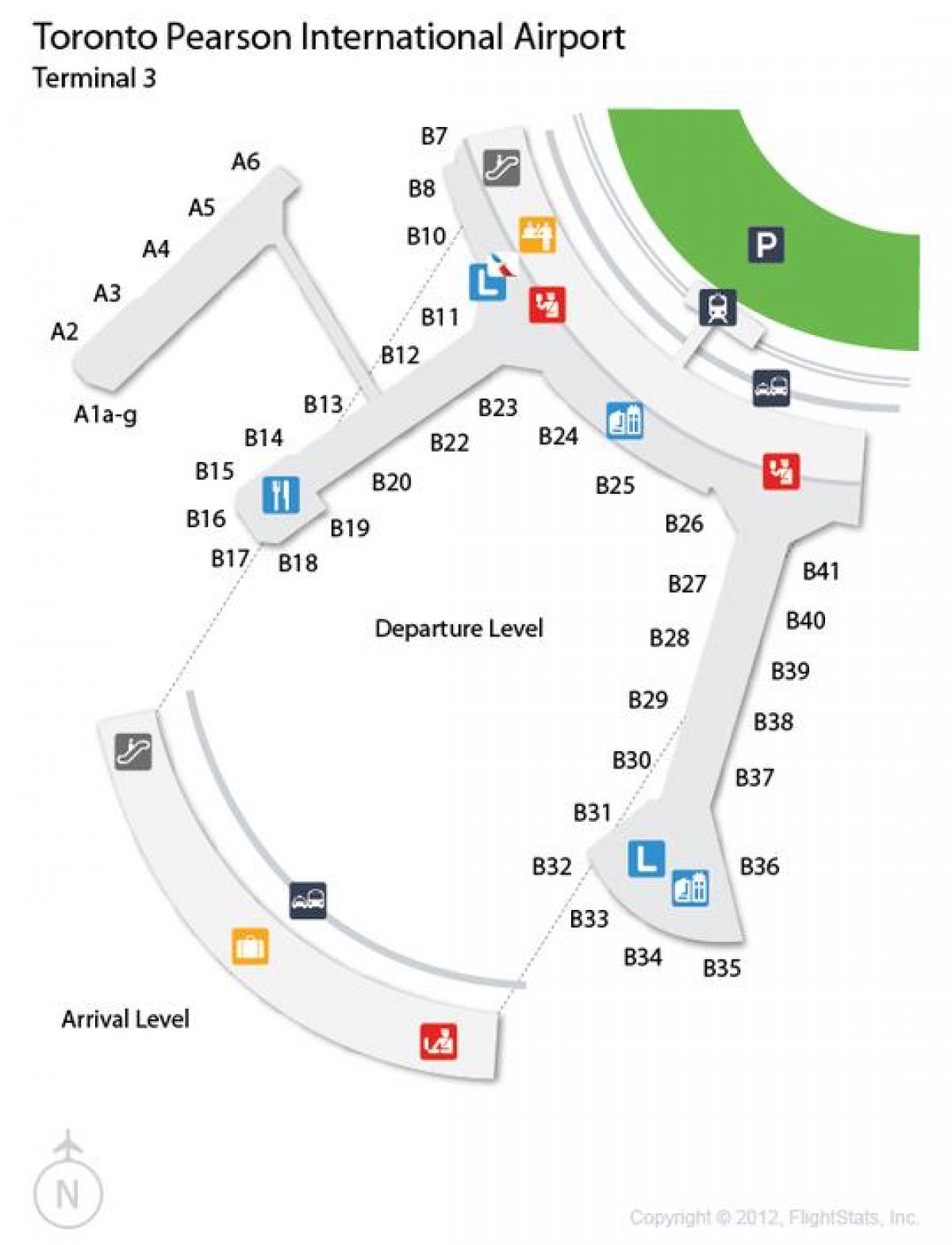 Χάρτης της Toronto Pearson International airport terminal 3