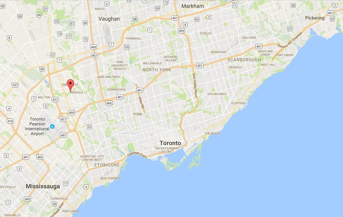 Χάρτης της West Humber-Clairville περιοχή, Τορόντο