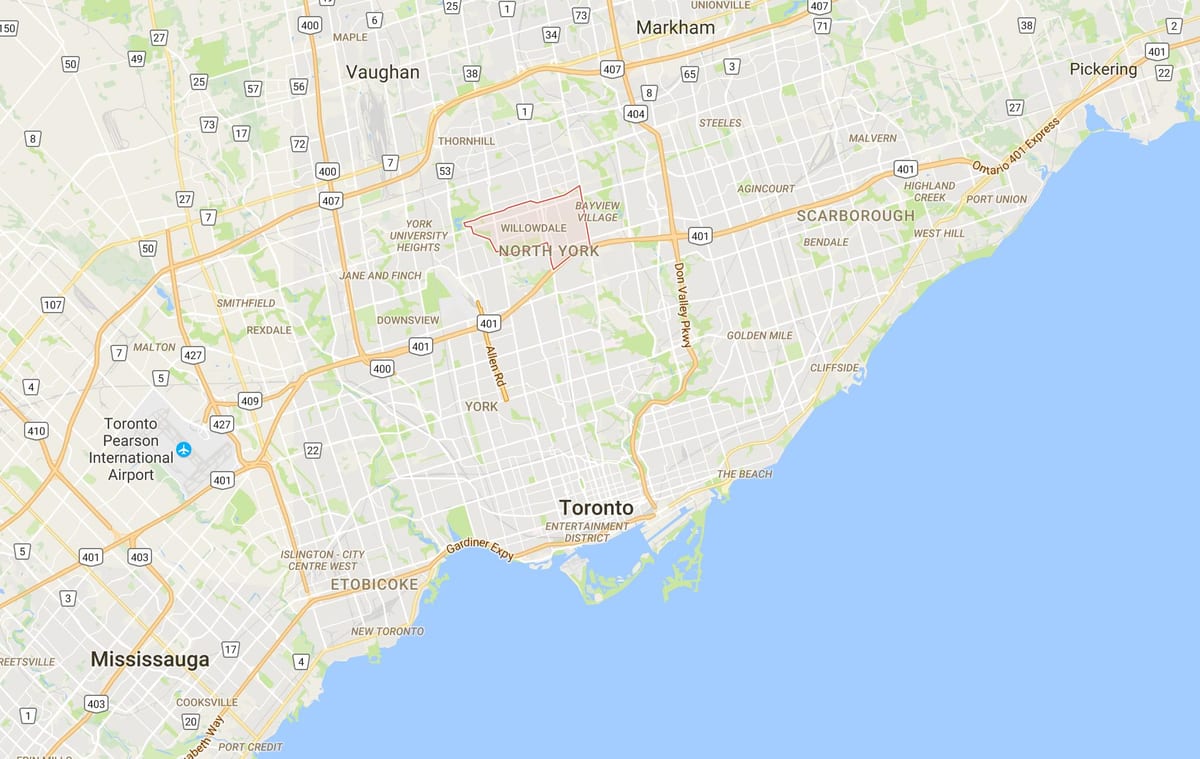 Χάρτης της Willowdale περιοχή, Τορόντο