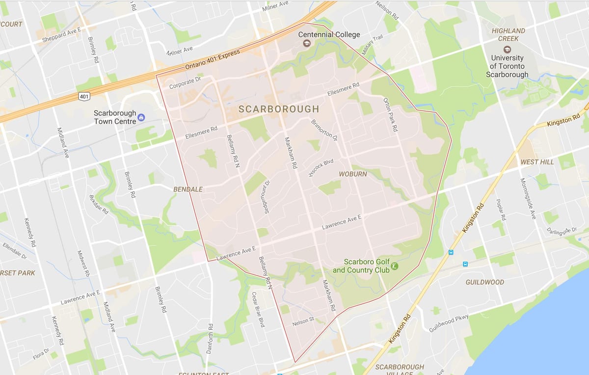 Χάρτης της Woburn γειτονιά Τορόντο