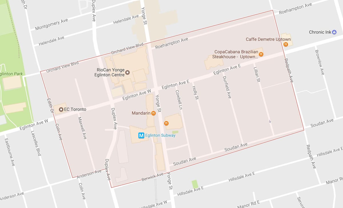Χάρτης της Yonge και Eglinton γειτονιά Τορόντο