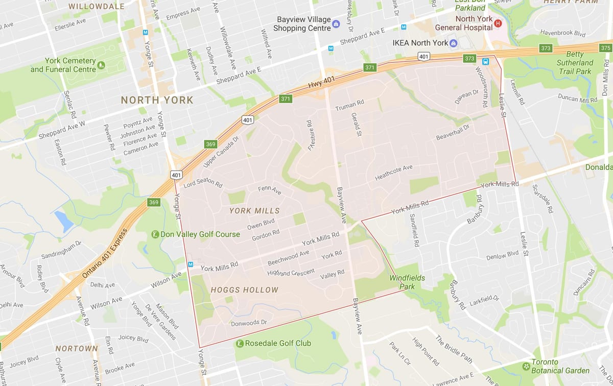 Χάρτης της York Mills γειτονιά Τορόντο