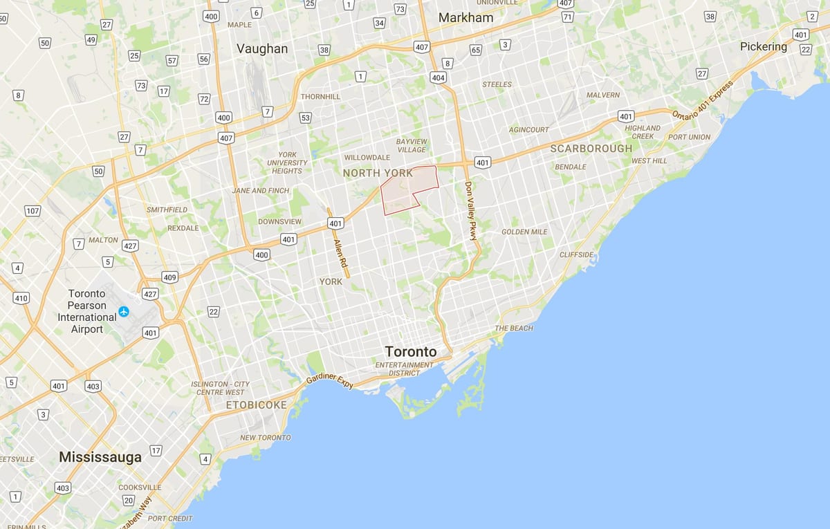 Χάρτης της York Mills περιοχή, Τορόντο