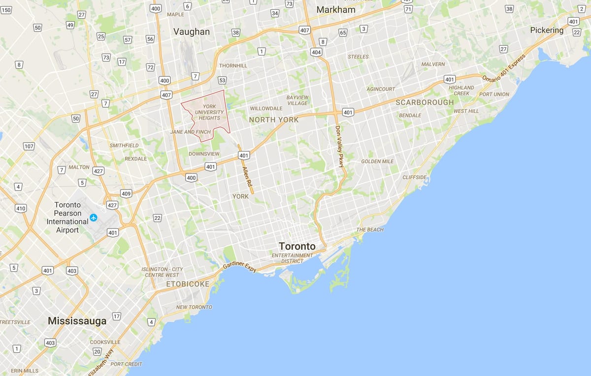 Χάρτης του York University Heights περιοχή, Τορόντο