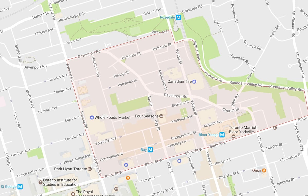 Χάρτης της Yorkville γειτονιά Τορόντο