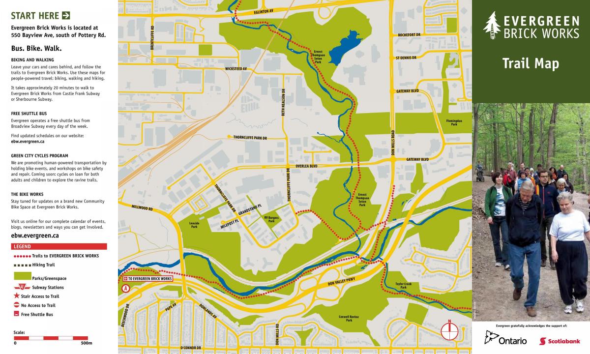 Χάρτης της Evergreen Πλινθοκεραμοποιίας Τορόντο μονοπάτι