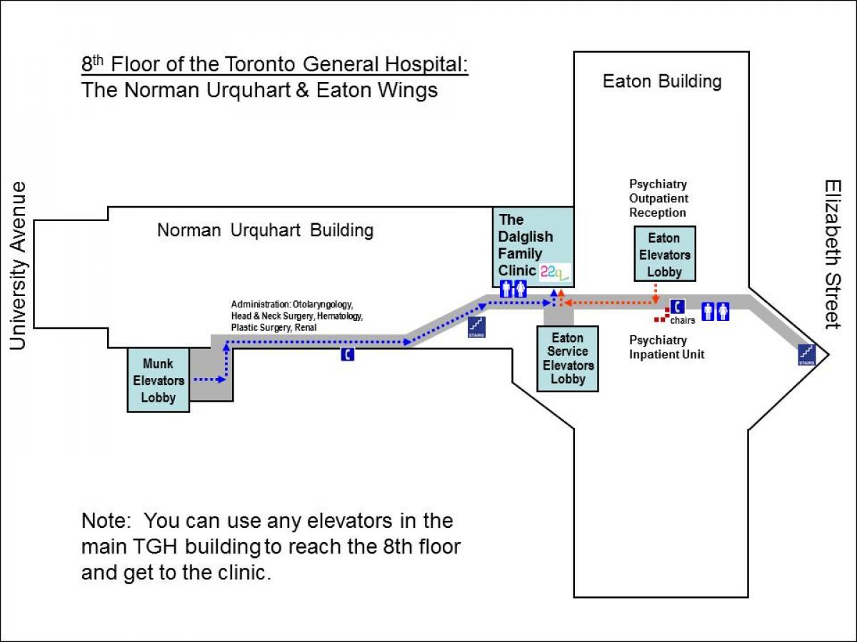 Χάρτης του Γενικού Νοσοκομείου 8 ος όροφος Τορόντο