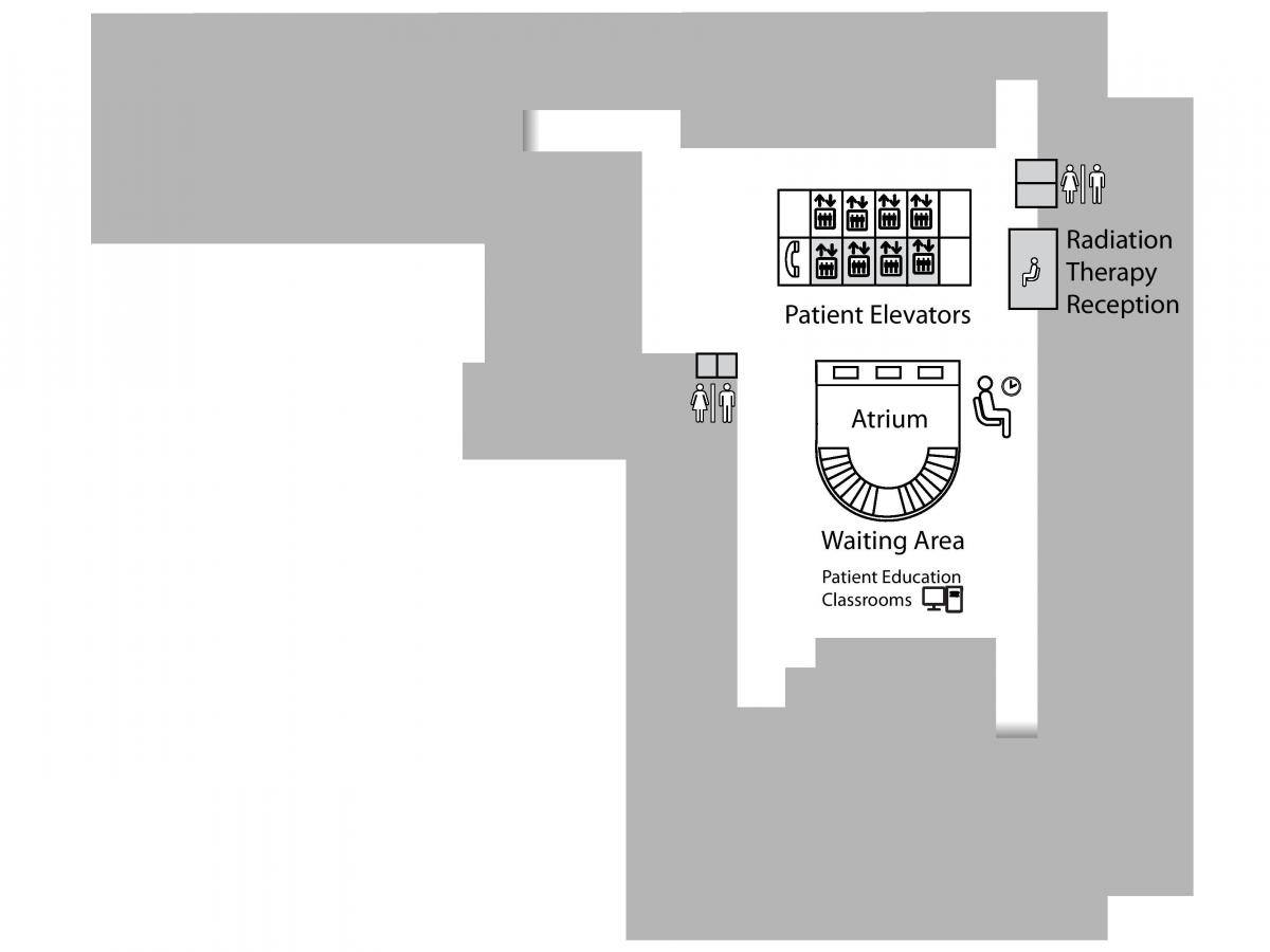 Χάρτης της Πριγκίπισσας Μαργαρίτας Cancer Centre Τορόντο, 1ος όροφος Παρακάτω (Β1)