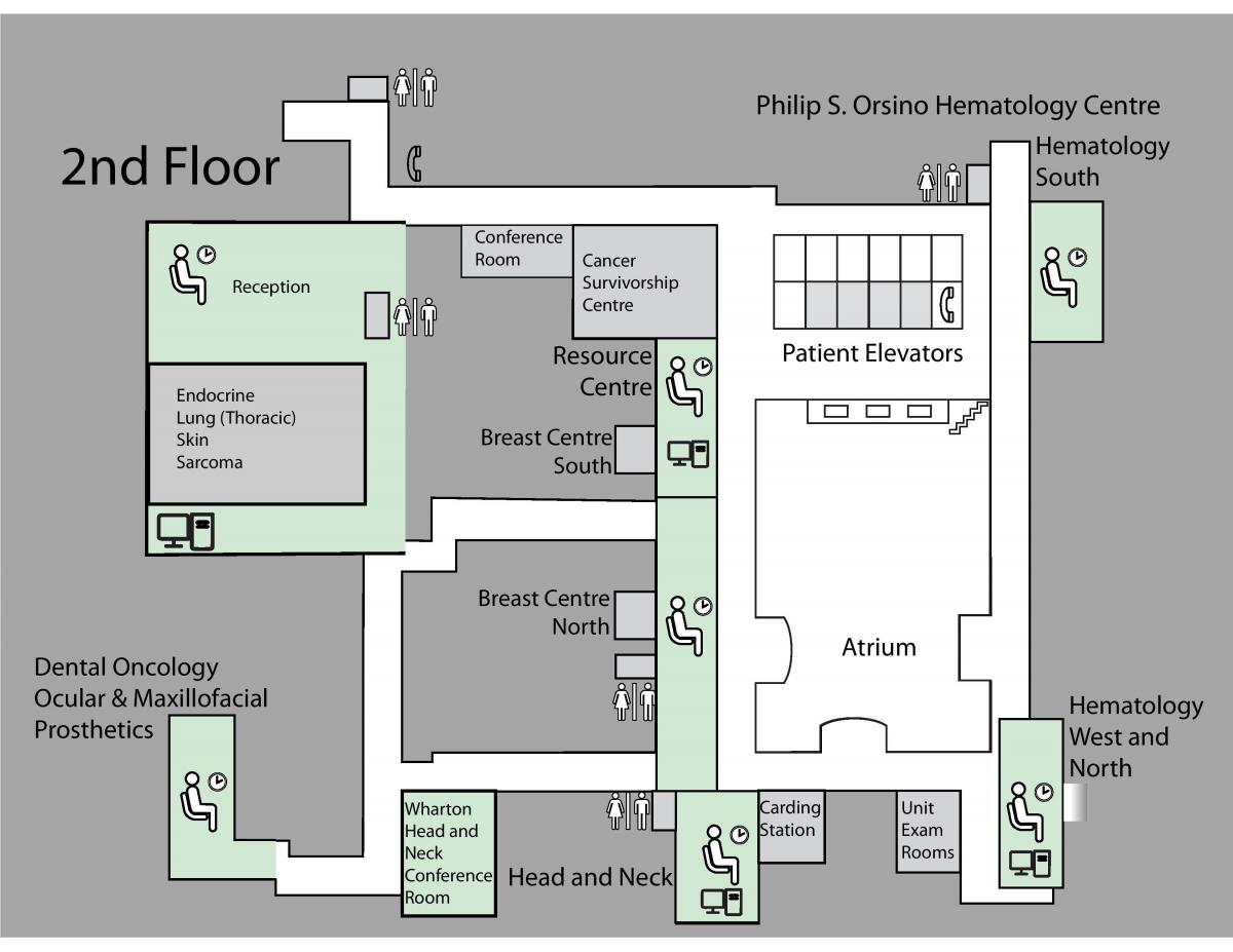 Χάρτης της Πριγκίπισσας Μαργαρίτας Καρκίνο Κέντρο του Τορόντο 2ος όροφος