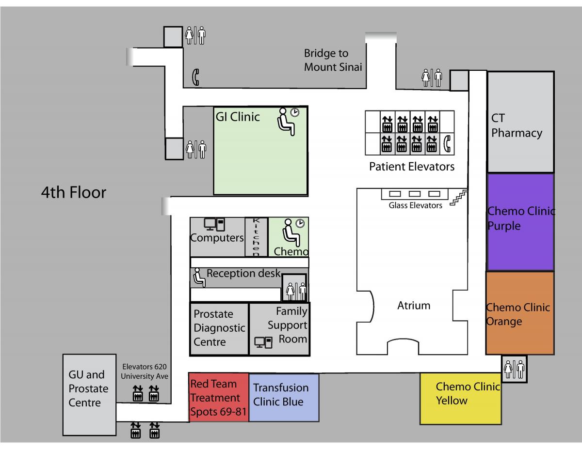 Χάρτης της Πριγκίπισσας Μαργαρίτας Καρκίνο Κέντρο του Τορόντο 4ος όροφος