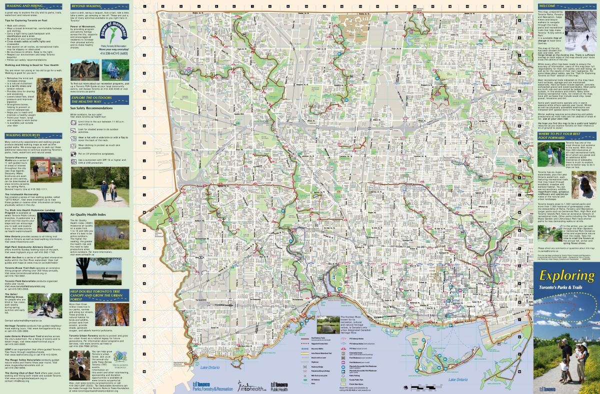 Χάρτης της πάρκα και μονοπάτια για περπάτημα Δυτικά του Τορόντο