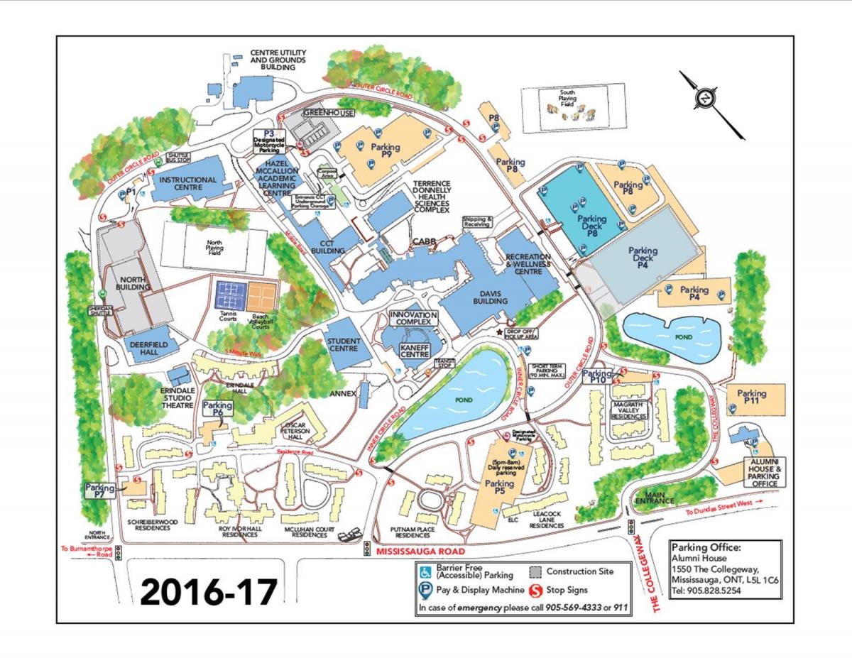 Χάρτης από το πανεπιστήμιο του Τορόντο Mississauga στάθμευσης