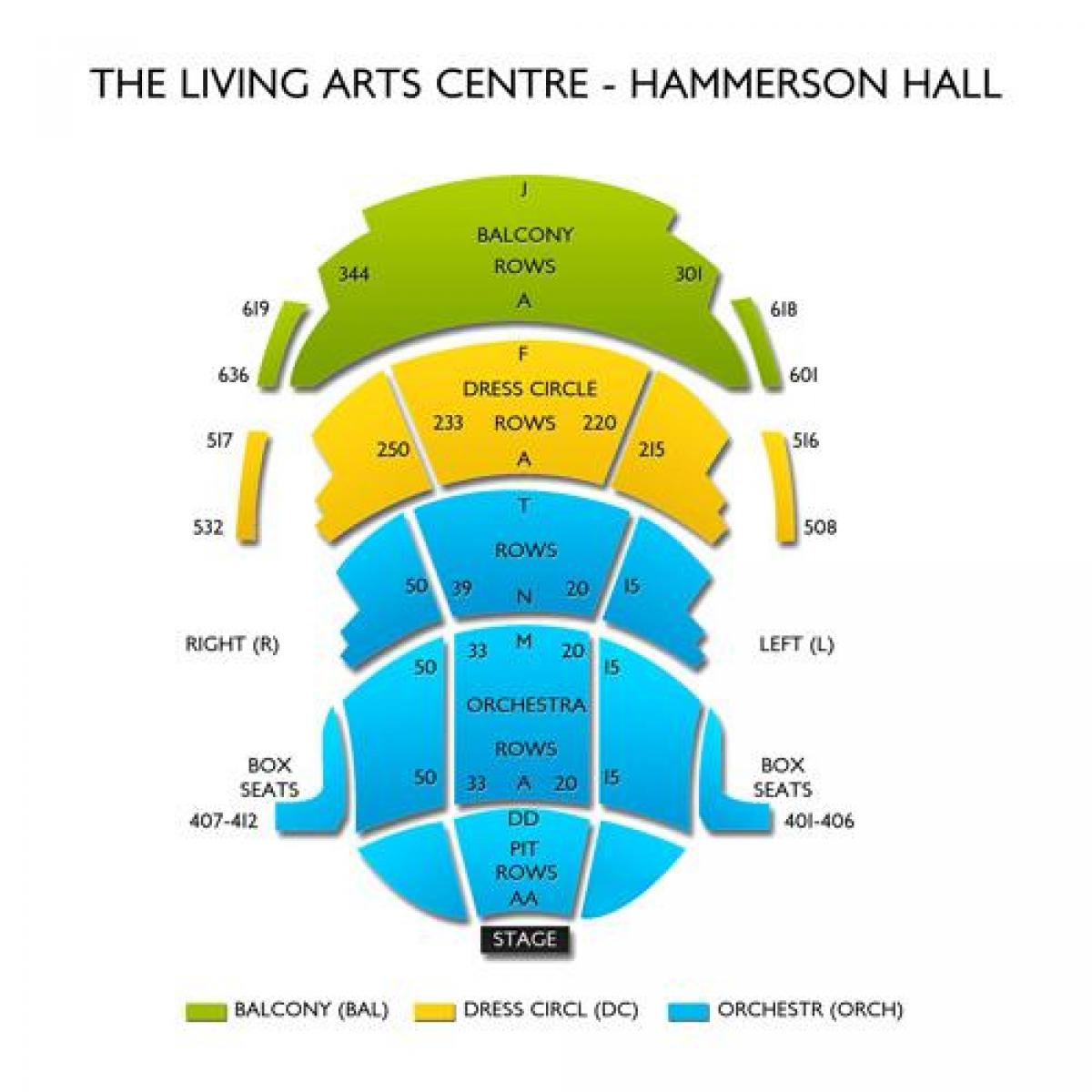 Χάρτης της Living Arts Centre Hammerson hall