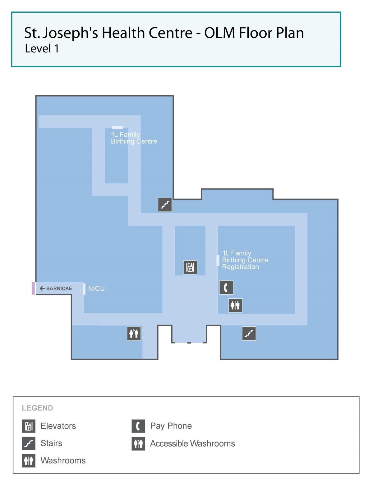 Χάρτης του Αγίου Ιωσήφ κέντρο Υγείας του Τορόντο OLM επίπεδο 1