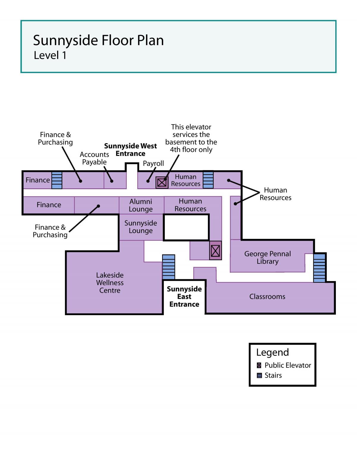 Χάρτης του Αγίου Ιωσήφ κέντρο Υγείας του Τορόντο Sunnyside επίπεδο 1