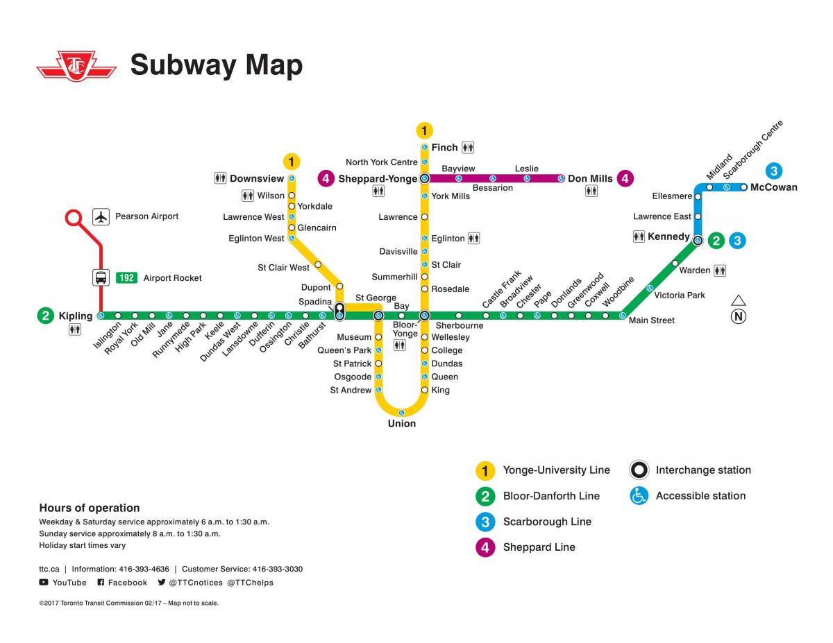 Χάρτης του Τορόντο μετρό TTC