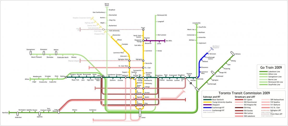 Χάρτης του Τορόντο Πάει Τρένο
