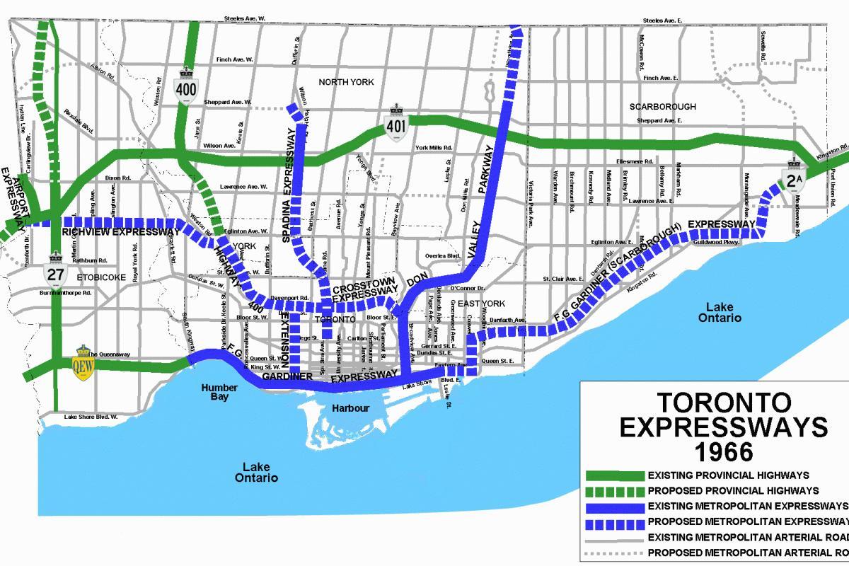 Χάρτης του Τορόντο αυτοκινητόδρομους