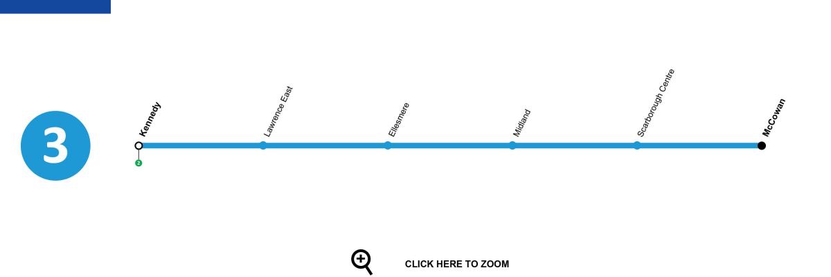 Χάρτης του Τορόντο μετρό γραμμή 3 Scarborough RT