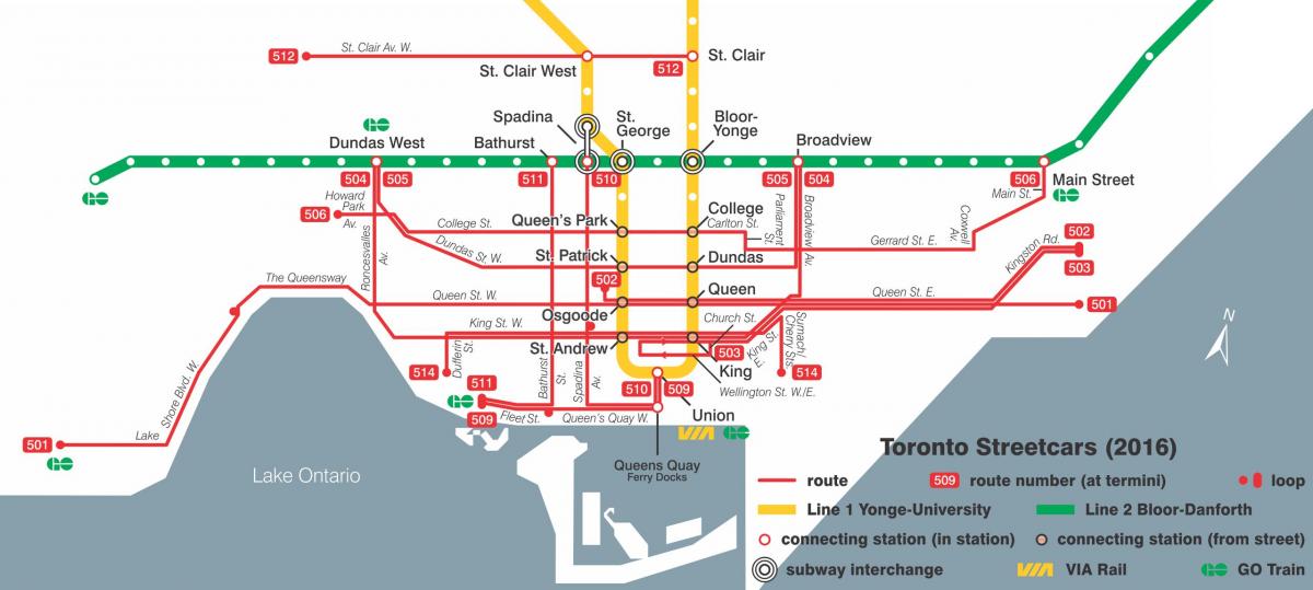 Χάρτης του Τορόντο τραμ σύστημα