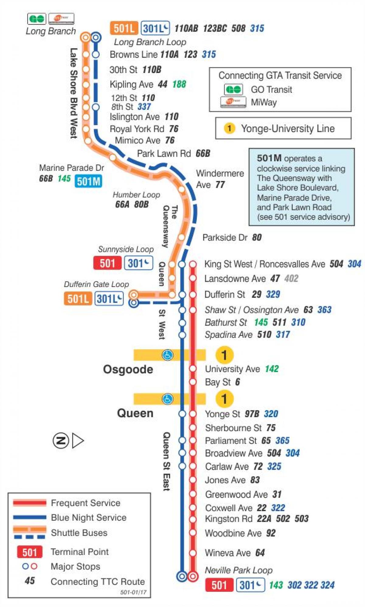 Χάρτης του τραμ γραμμή 501 Βασίλισσα