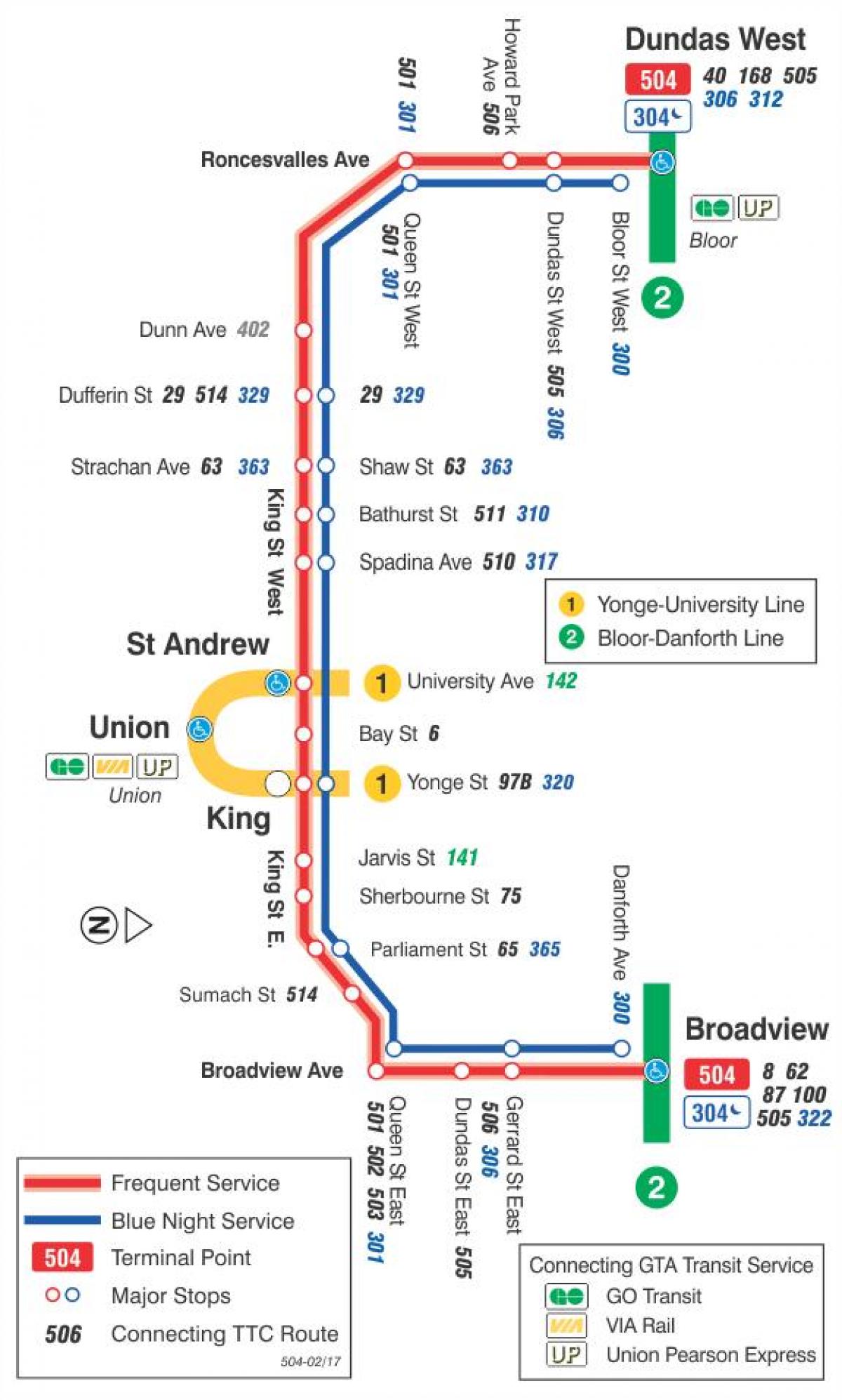Χάρτης του τραμ γραμμή 504 Βασιλιά