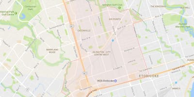 Χάρτης της Islington-City Centre West γειτονιά Τορόντο
