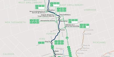 Χάρτης της γραμμής Barrie Go Transit