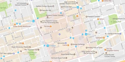 Χάρτης των financial District γειτονιά Τορόντο
