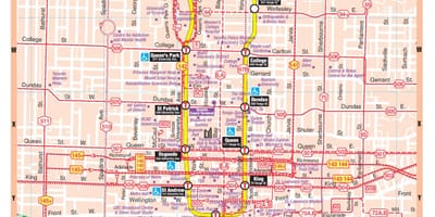 Χάρτης του Μετρό στο κέντρο της πόλης Toronto