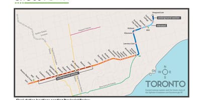 Χάρτης του Τορόντο μετρό γραμμή 5 Eglinton