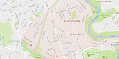 Εμφάνιση χάρτη The Kingsway γειτονιά Τορόντο