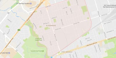 Χάρτης της Alderwood Parkview γειτονιά Τορόντο