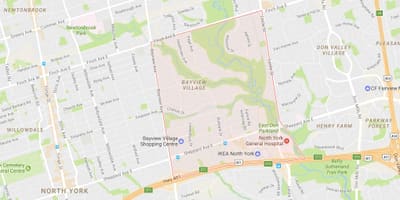 Χάρτης της Bayview Village γειτονιά Τορόντο