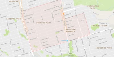 Χάρτης της Bedford Park γειτονιά Τορόντο