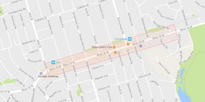 Χάρτης της Bloor West Village γειτονιά Τορόντο