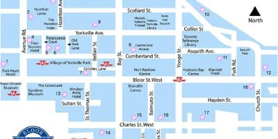 Χάρτης της Bloor Yorkville μετρό