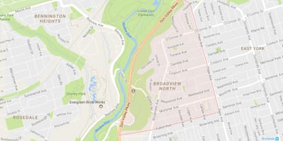 Χάρτης της Broadview Βόρεια γειτονιά του Τορόντο