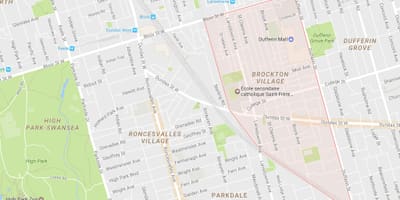 Χάρτης της Brockton Χωριό γειτονιά Τορόντο