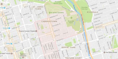 Χάρτης της Cabbagetown γειτονιά Τορόντο