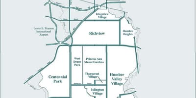Χάρτης της Etobicoke γειτονιά Τορόντο