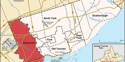 Χάρτης της Etobicoke περιοχή, Τορόντο