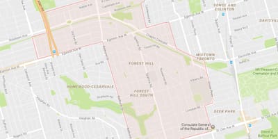 Χάρτης της Forest Hill γειτονιά Τορόντο
