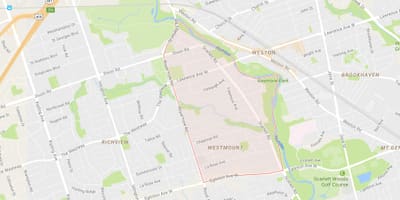 Χάρτης της Humber Ύψη – Westmount γειτονιά Τορόντο